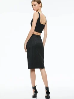 Hot - Siobhan Midi Skirt - Black Pinstripe Long Skirts