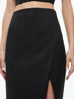 Hot - Siobhan Midi Skirt - Black Pinstripe Long Skirts