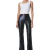 New - Teeny Vegan Leather Side Slit Pant - Black Pants