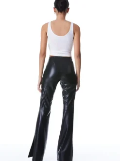 New - Teeny Vegan Leather Side Slit Pant - Black Pants