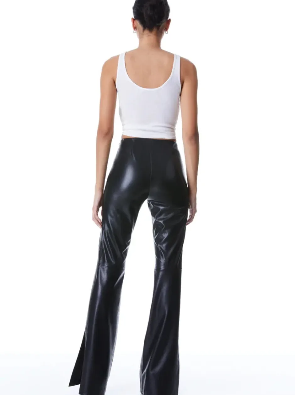 New - Teeny Vegan Leather Side Slit Pant - Black Pants