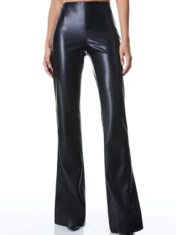 New - Teeny Vegan Leather Side Slit Pant - Black Pants