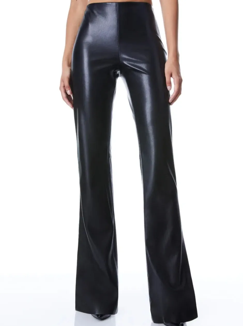 New - Teeny Vegan Leather Side Slit Pant - Black Pants