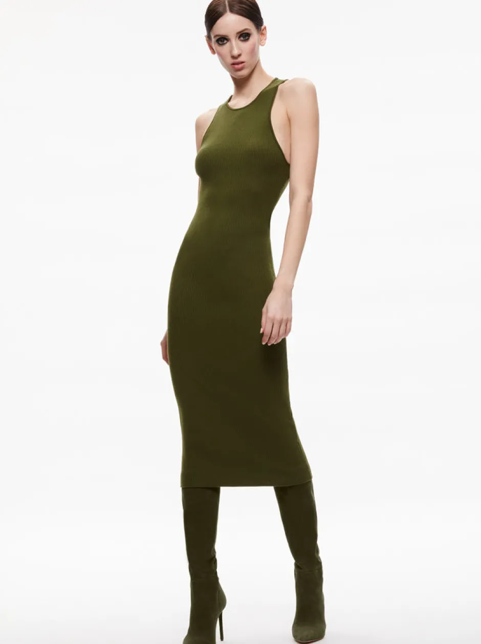 Discount - Wright Tie Back Dress - Olive Dresses | Midi
