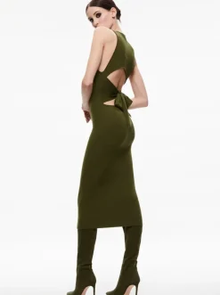 Discount - Wright Tie Back Dress - Olive Dresses | Midi