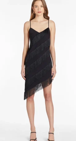 Sale - Belladonna Dress W/ Fringe - Black Dresses | Midi