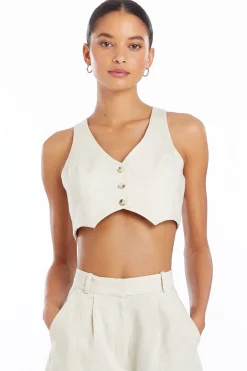 Discount - Ethan Cropped Vest - Beige Crop Tops