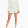 New - Fallon Long Sleeve Tweed Romper - White/Gold Rompers