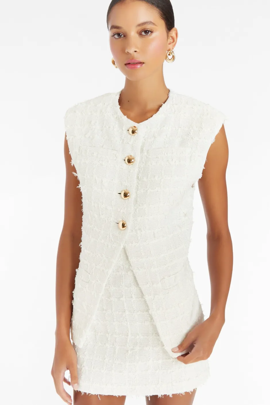 Hot - Hope Skirt in Kerrigan Tweed - White Mini Skirts
