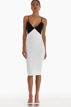 Outlet - Laurent Dress - Ivory/Black Midi | Midi Dresses