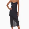 Discount - Luciana Silk Dress - Black Dresses | Midi