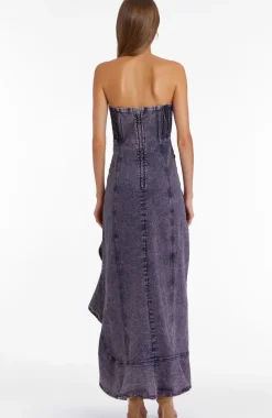 Best - Symone Denim Dress - Pink Acid Wash Dresses | Long Dresses