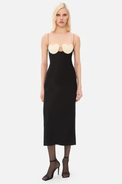 Outlet - Amur Midi Dress - Black/White Midi | Midi Dresses