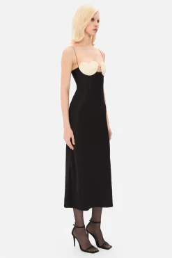 Outlet - Amur Midi Dress - Black/White Midi | Midi Dresses