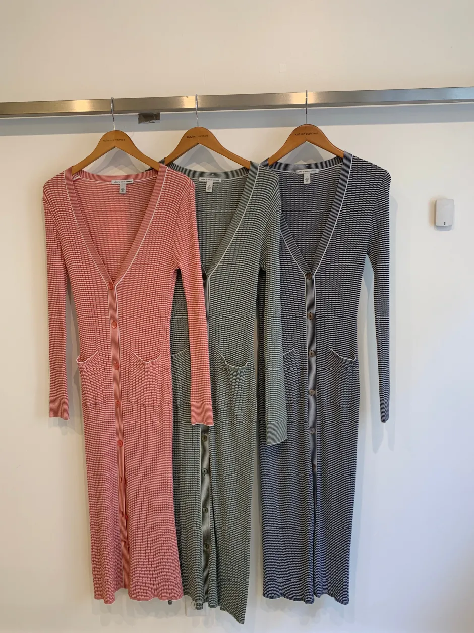New - Feeder Stripped Ribbed Maxi Cardigan In Multiple Colors Dresses | Long Dresses