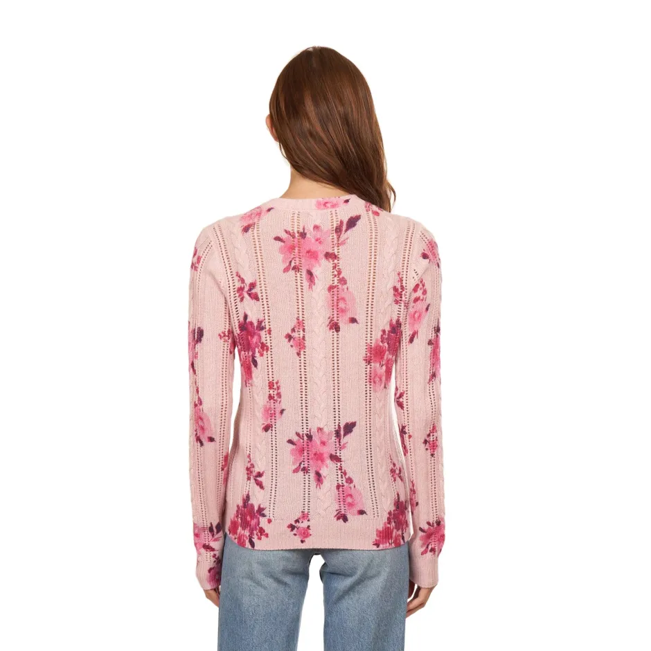 Sale - Floral Printed Cable & Pointelle Crew - Confection Combo Sweaters & Knits