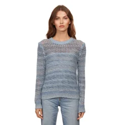 New - Marled Mesh Crew - Stonewash Combo Sweaters & Knits