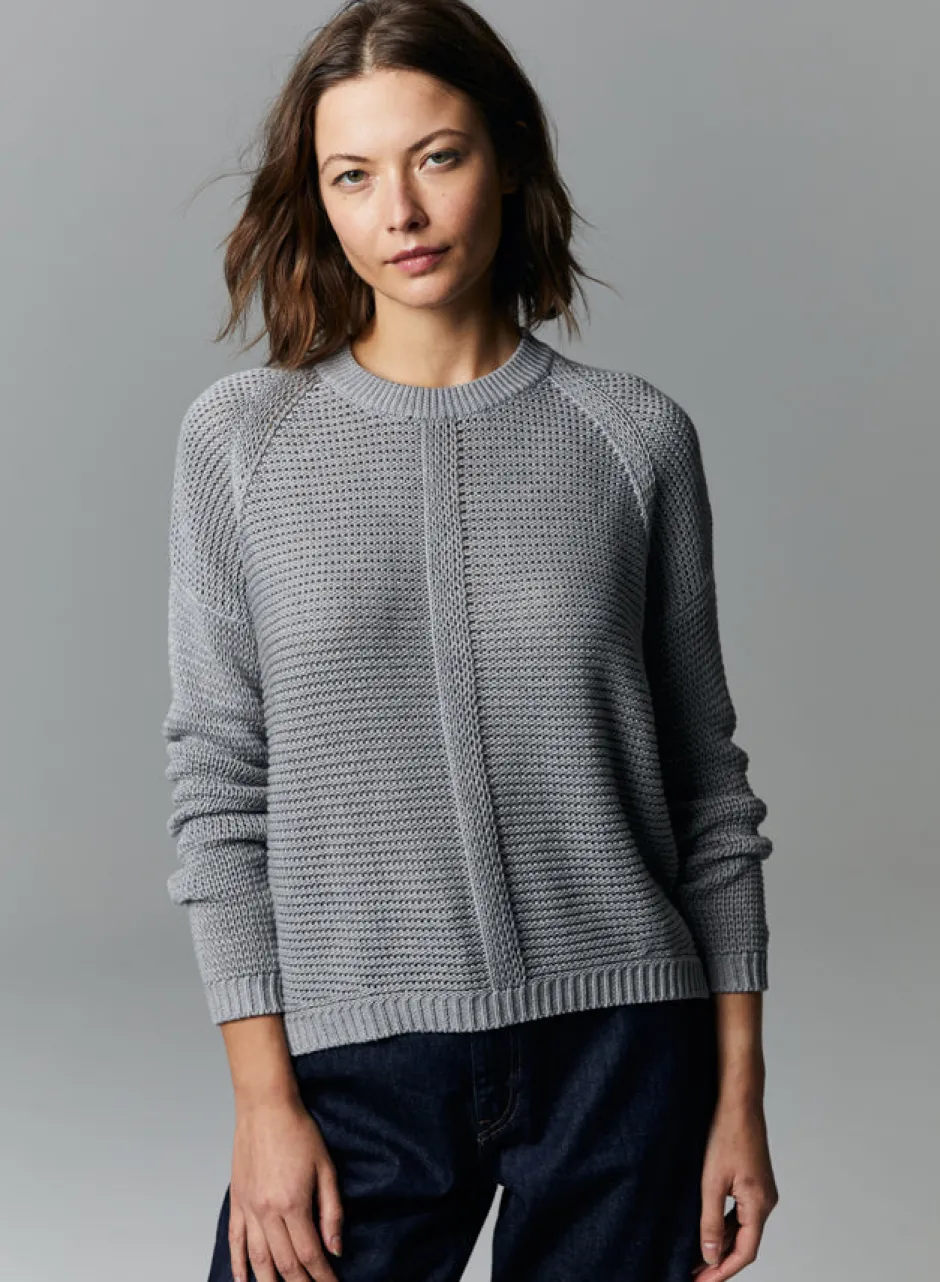 Outlet - Open Stitch Crew - Platinum Sweaters & Knits