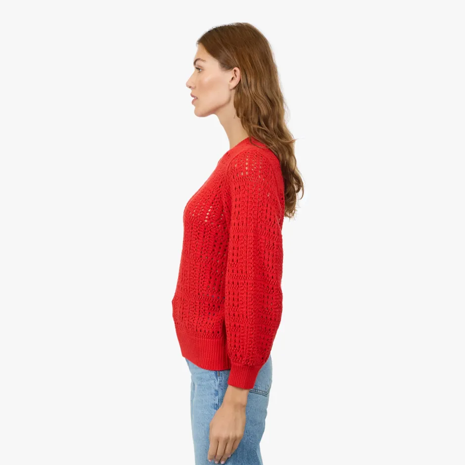 Online - Puff Sleeve Tile Stitch Crew - Multiple Colors Puff Shoulders | Sweaters & Knits