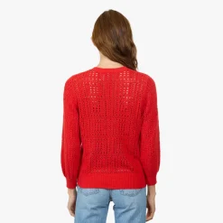 Online - Puff Sleeve Tile Stitch Crew - Multiple Colors Puff Shoulders | Sweaters & Knits