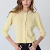 Clearance - Rhinestone Trimmed Puff Sleeve Cardigan - Buttercup Sweaters & Knits | Puff Shoulders