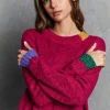 Clearance - Tweed Color Block Crew - Barbie Multi Sweaters & Knits