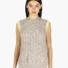 New - Tweedy Cable Vest With Neon Tipping - Neutral Bic Highlighter Combo Sweaters & Knits