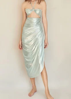 Hot - Cartagena Dress - Shiny Green Dresses | Midi