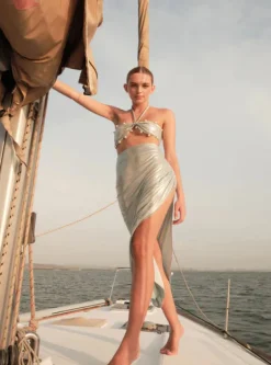 Hot - Cartagena Dress - Shiny Green Dresses | Midi