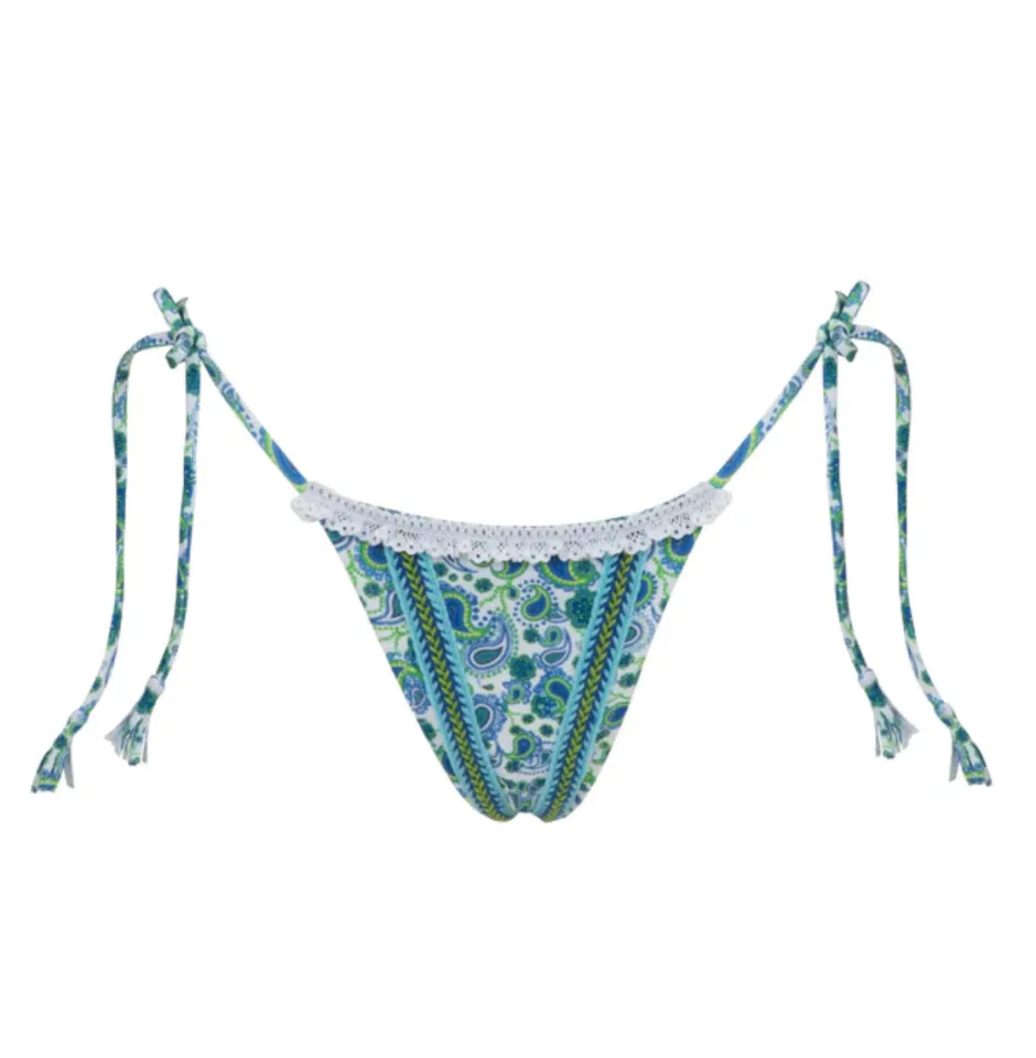 New - Luna Bottom - Light Blue Paisley Bikini