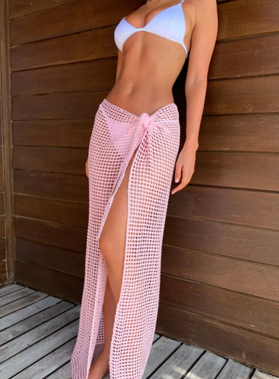 New - Midi Net Sarong - Baby Pink Coverups | Long Skirts