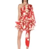 Hot - Bedouin Palm One Sleeve Mini Dress - Red Multi Mini Dresses | Dresses