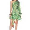 New - Bedouin Esperanza One Sleeve Mini Dress - Green Multi Mini Dresses | Dresses