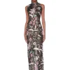 Online - Leona Embroidered Halterneck Gown - Silver Multi Dresses