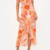 Outlet - Long Wrap Dress with Frill - Dragon Mother Dresses | Long Dresses