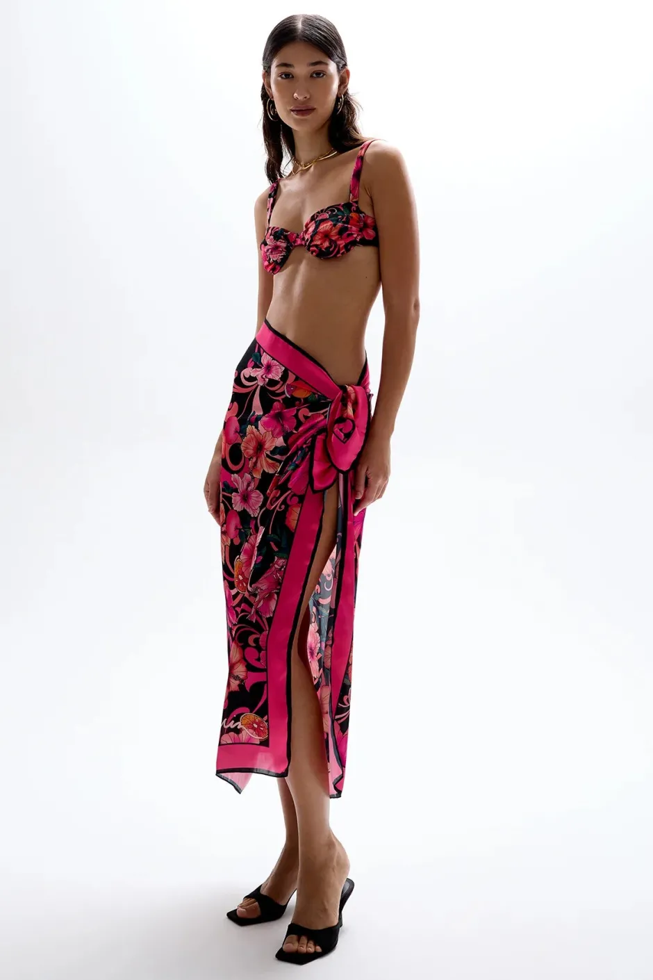 Fashion - Long Silky Scarf - Hibiscus Pink Coverups