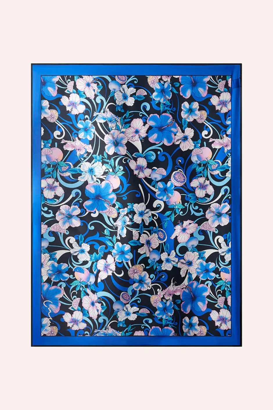 Clearance - Long Silky Scarf - Hibiscus Blue Coverups