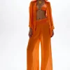 Online - Mission Shirred Pants - Orange Coverups | Pants