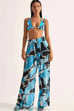 New - Mission Shirred Palazzo Pants - Artifice Aqua Coverups | Pants