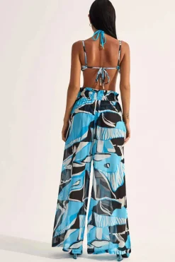 New - Mission Shirred Palazzo Pants - Artifice Aqua Coverups | Pants