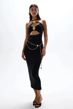 New - Skyline Rib Knit Dress - Black Dresses | Midi