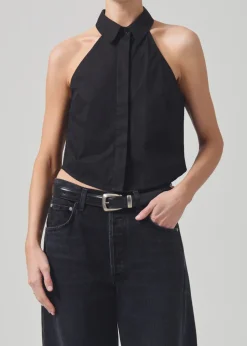 Discount - Adeline Sleeveless Shirt - Black Crop Tops