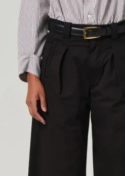 Discount - Cara Cropped Pleated Trouser - Black Pants
