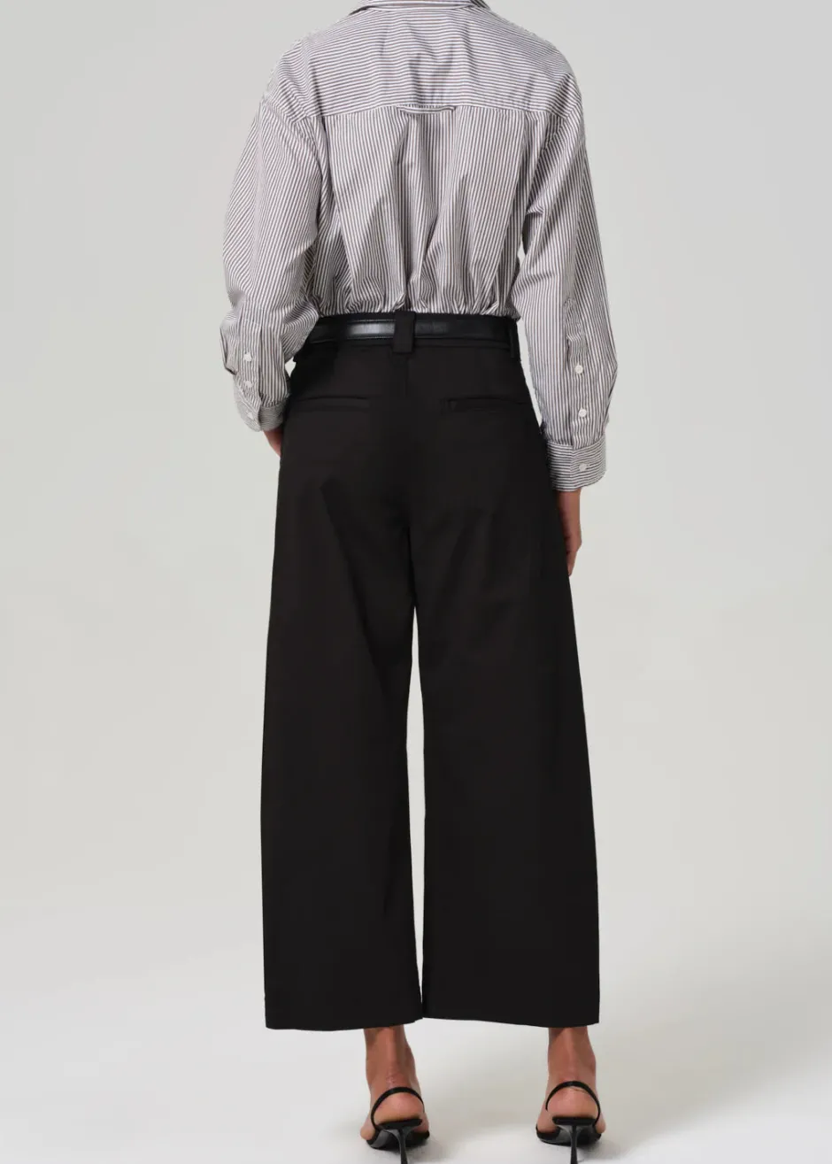 Discount - Cara Cropped Pleated Trouser - Black Pants