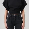 Discount - Fiora Origami Tee - Black Crop Tops