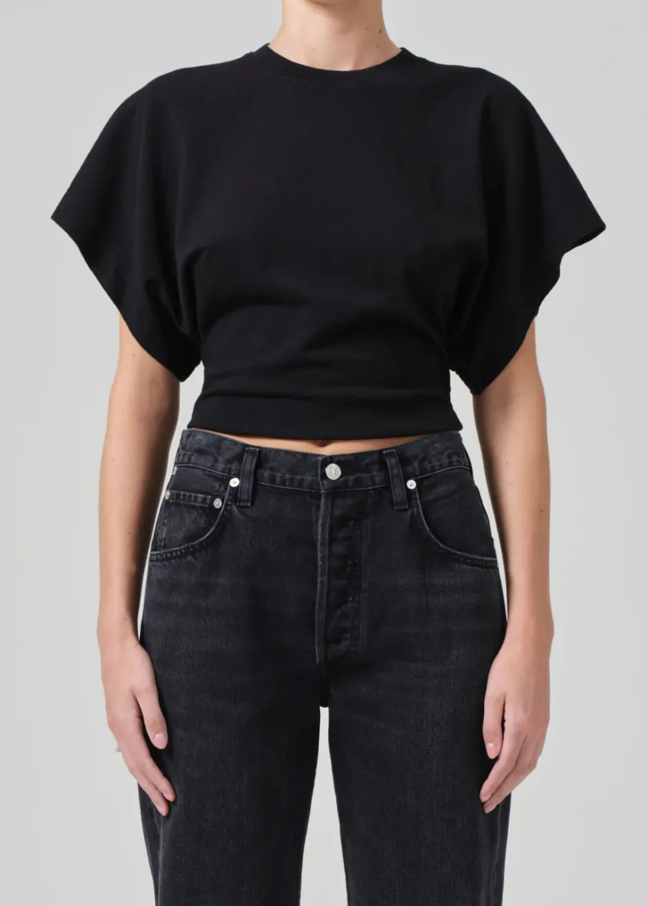 Discount - Fiora Origami Tee - Black Crop Tops