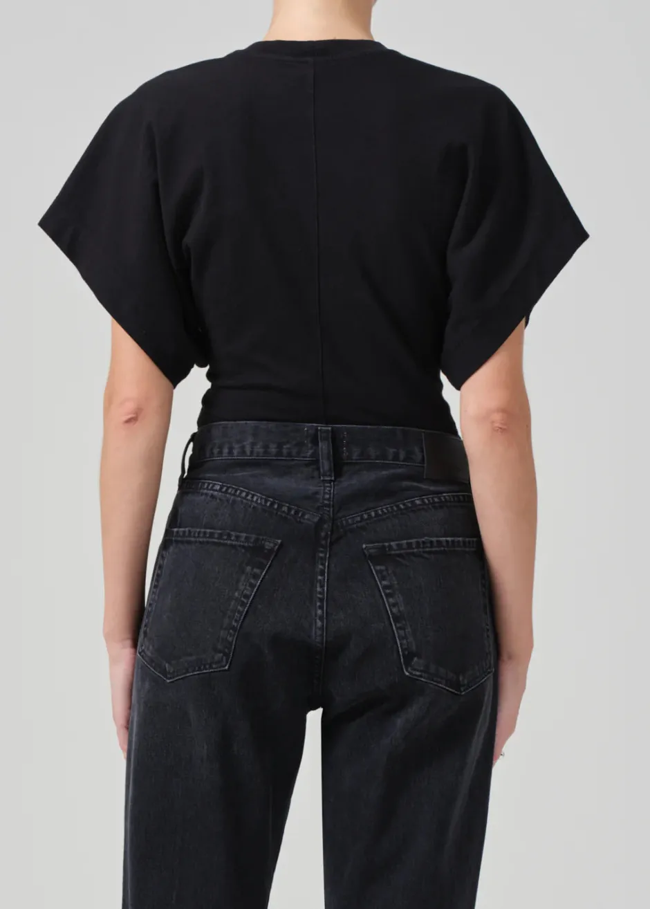 Discount - Fiora Origami Tee - Black Crop Tops