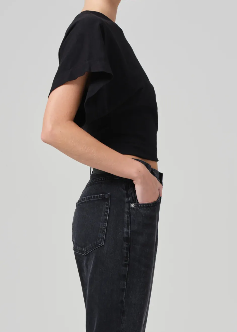 Discount - Fiora Origami Tee - Black Crop Tops