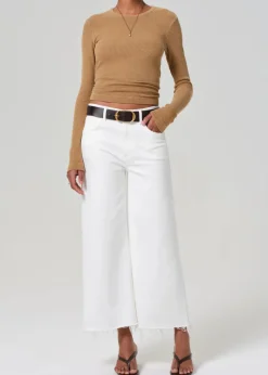 Outlet - Lyra Wide Leg Crop - Soft White Denim | All Denim