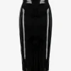 Clearance - Faux Patent Leather Midi Skirt - Black Long Skirts